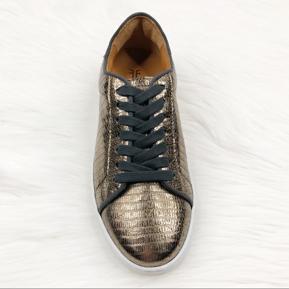 Frye Alexis Sneaker Bronze Lizard Leather New - Picture 2 of 8